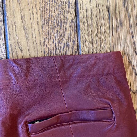 A.L.C. Stretch Raptor Leather Stefan Red / Black Pants Stripe Zipper Women's 8 - Picture 14 of 16